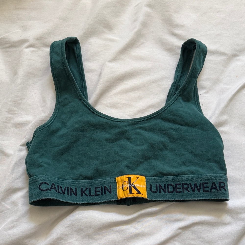 Calvin Klein Green Bralette with Logo Band
